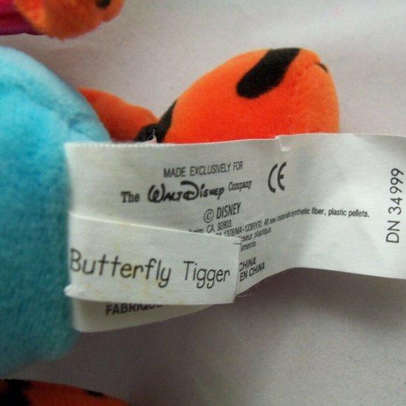 Disney 9" Tigger Butterfly Bean Bag Plush - 2000,  New with Tag - Picture 8 of 12